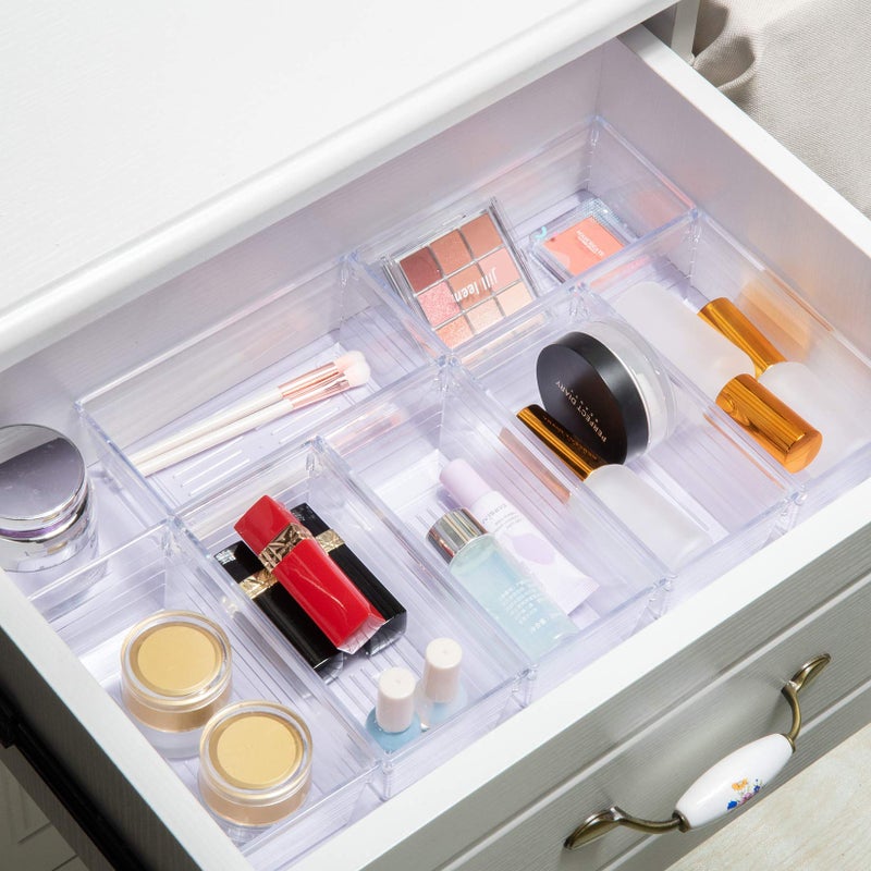Backerysupply Clear Plastic Drawer Organizer Tray for Vanity Cabinet (6"Ã—3"Ã—2" Set of 8) Storage Tray for Makeup, Kitchen Jewelries and Gadgets - Image 4